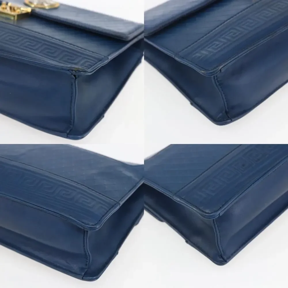 Gianni Versace Leather Clutch Bag Blue